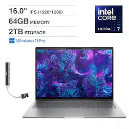 HP - Upgraded - ZBook 8 G1i 16 Workstation 16.0 WUXGA Display (Ultra 7-255H, 64GB, 2TB SSD, Intel Arc 140T, Win 11 Pro) w/USB Hub - Meteor Silver