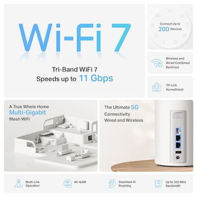 TP Link Deco BE65 Pro BE11000 Tri Band Wi Fi 7 Whole Home TP Link Deco BE65 Pro BE11000 Tri Band Wi Fi 7 Whole Home