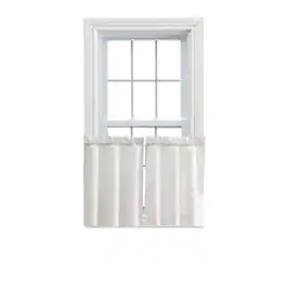 Ellis Curtain - Ellis Stacey 1.5" Rod Pocket Fabric Solid Color Window Tailored Tier Pair 56"x45" - Ice cream