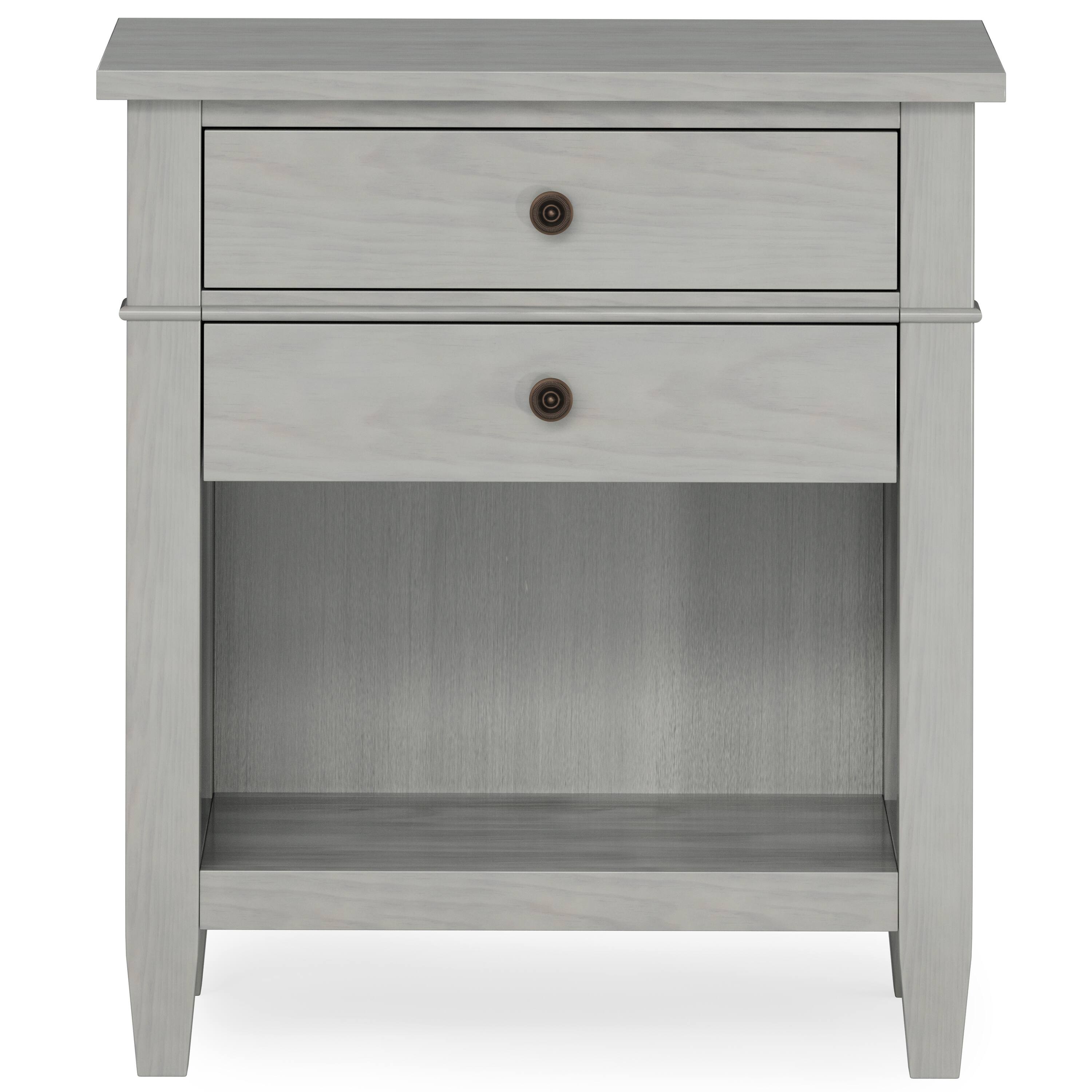 Left. Simpli Home - Carlton SOLID WOOD 24 inch Wide Contemporary Bedside Nightstand Table in Fog Grey - Fog Grey.