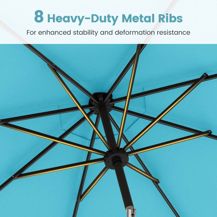 8 Heavy-Duty Metal Ribs  
For enhanced stability and deformation resistance