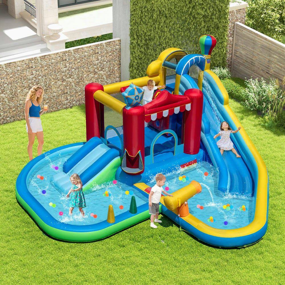 Alt View 5. Resenkos - Inflatable Wet/Dry Combo Water Slide Bounce House - Versatile Summer Play Center - Multicolor.