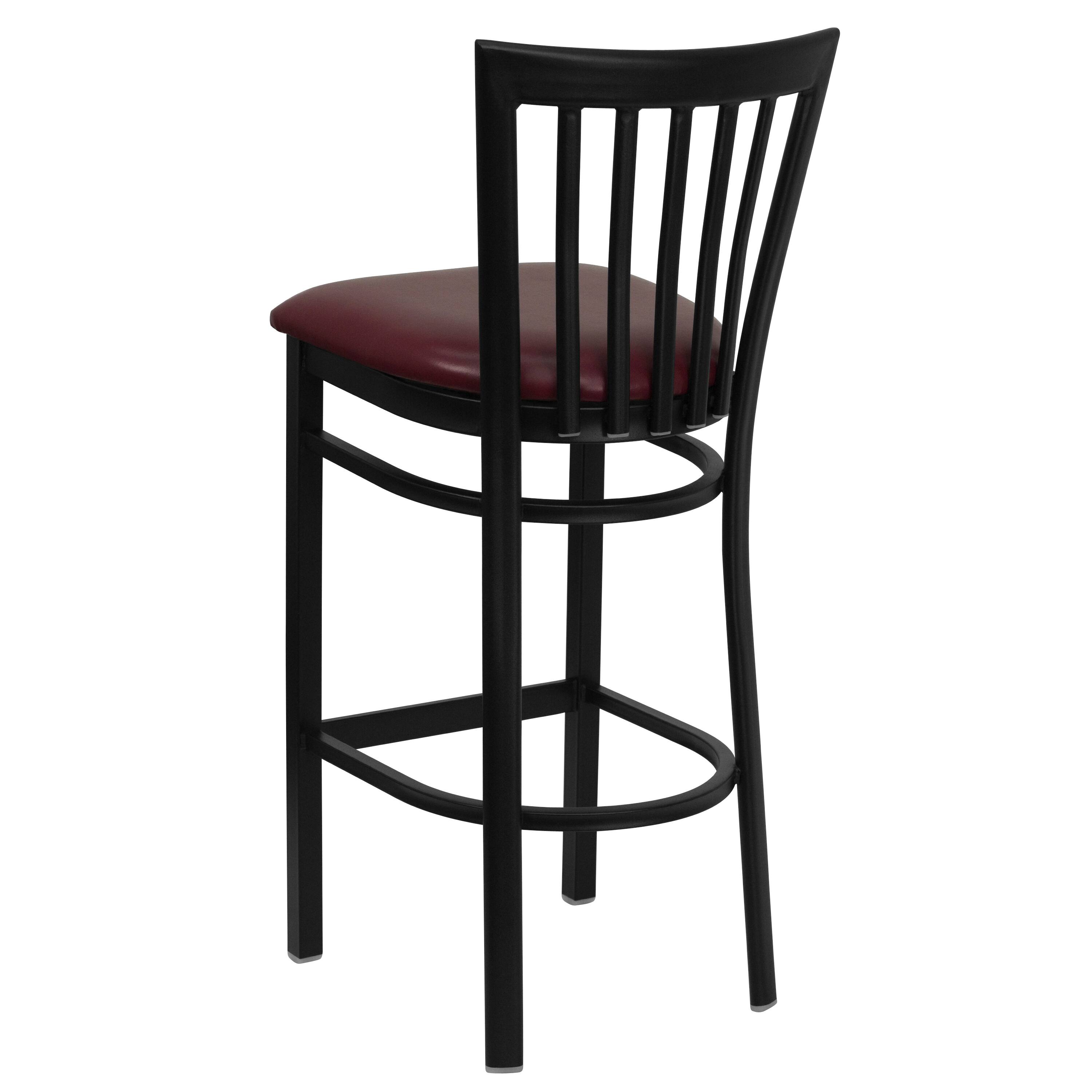 Alt View 3. Emma + Oliver - School House Back Metal Restaurant Dining Barstool - Burgundy Vinyl Seat/Black Metal Frame.