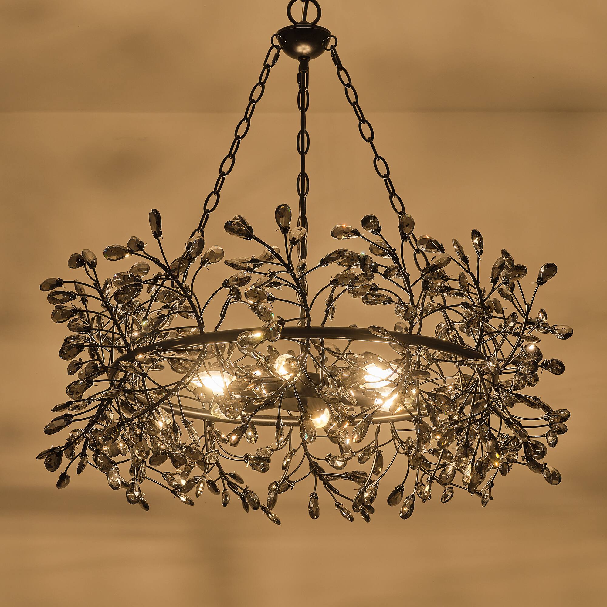 Alt View 6. Parrot Uncle - Vintage Black 6-Light Crystal Chandelier with Adjustable Chain - Black.