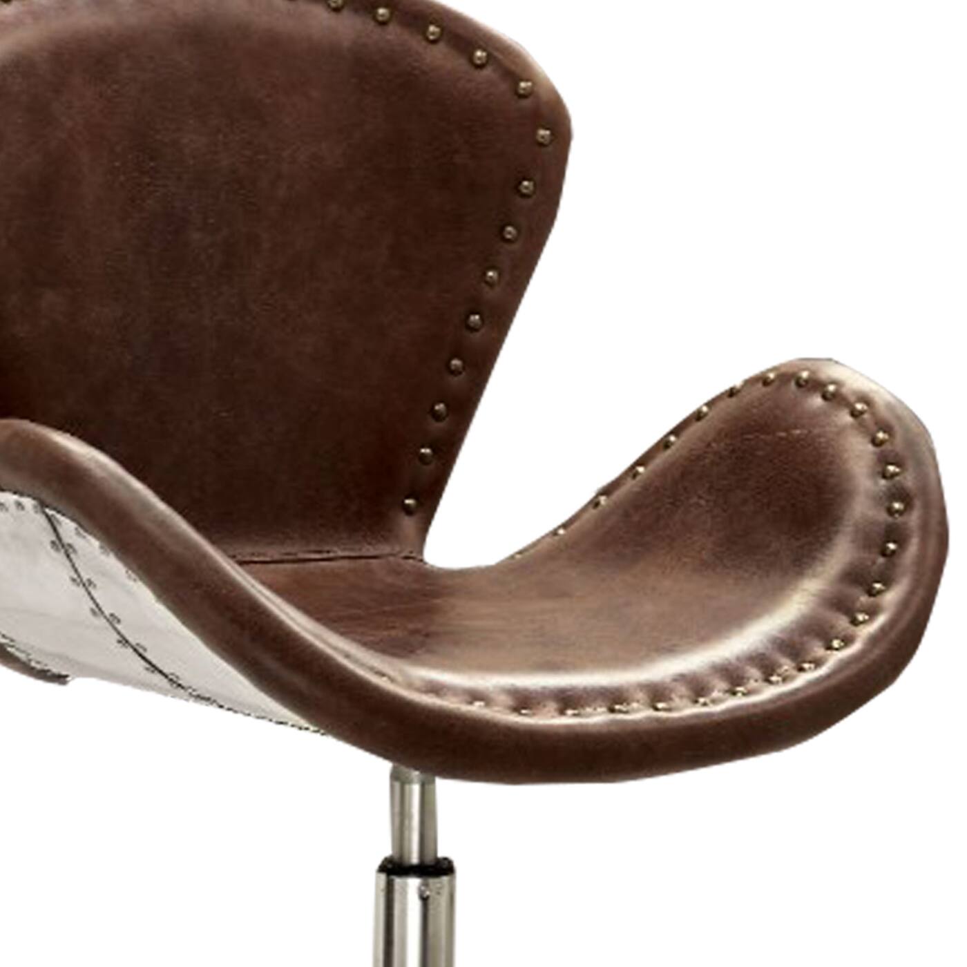 Alt View 1. Manhattan Lane - Retro Top Grain Leather Accent Chair with Swivel - Brown, Aluminum.