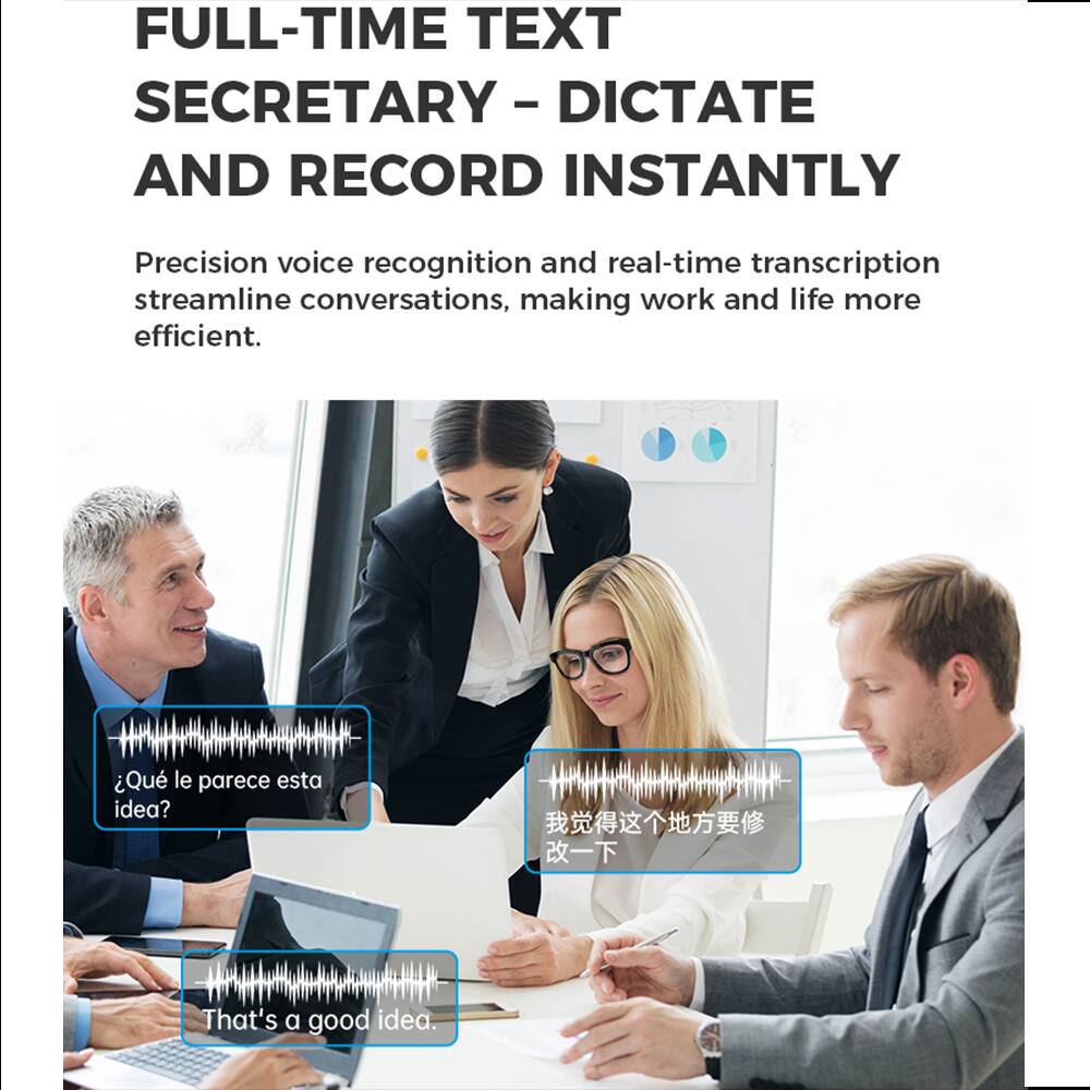 FULL-TIME TEXT SECRETARY - DICTATE AND RECORD INSTANTLY

Precision voice recognition and real-time transcription streamline conversations, making work and life more efficient.

¿Qué le parece esta idea?

我觉得这个地方要修改一下

That's a good idea.