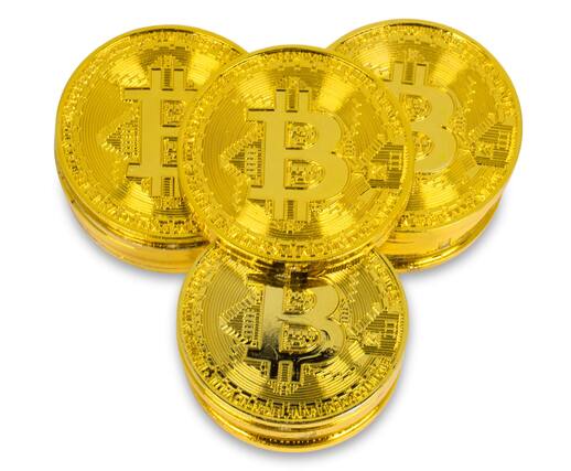 Front. Toynk - Bag of Bitcoins Cryptocurrency Souvenir Novelty Item | Includes 20 Tokens - Gold.