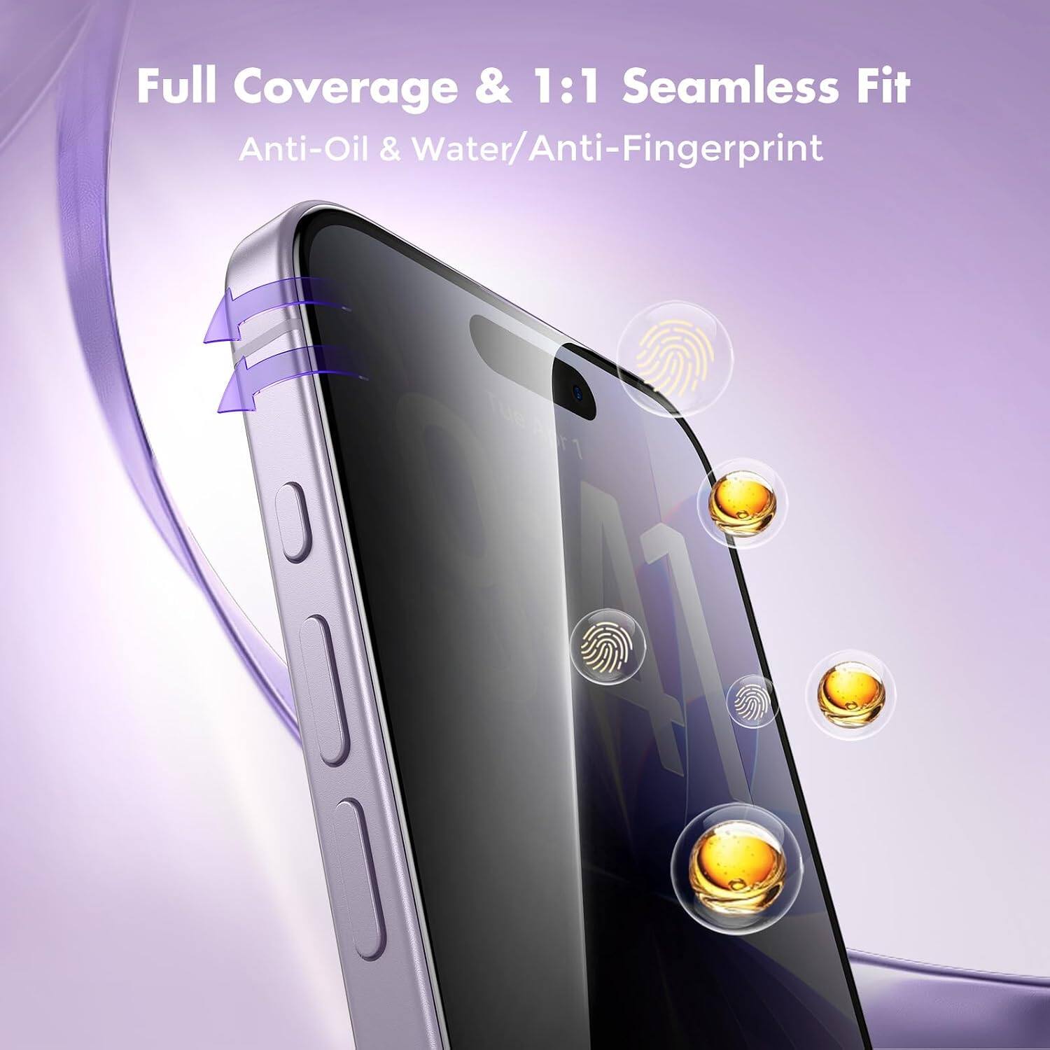 Full Coverage & 1:1 Seamless Fit  
Anti-Oil & Water/Anti-Fingerprint