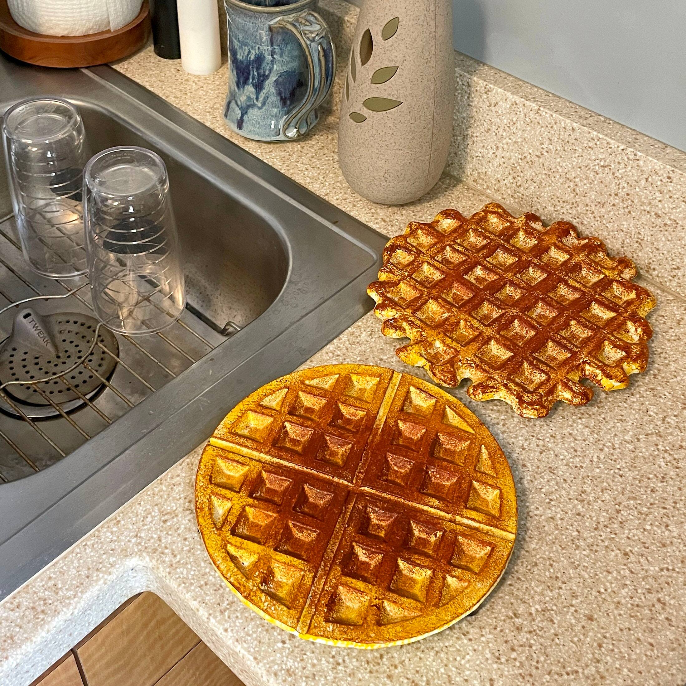 Alt View 7. Zeckos - Zeckos Round Waffle Cast Iron Trivet 8" Kitchen Decor and Wall Hanging Plaque - Brown.