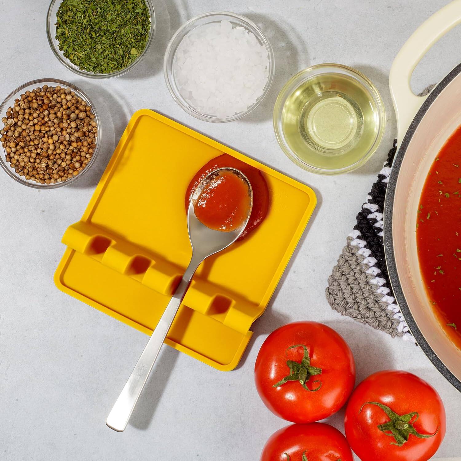 Alt View 2. Zulay Kitchen - Zulay Kitchen Silicone Utensil Rest with Drip Pad for Multiple Utensils - Heat-Resistant & Spoon Holder for Stove Top - Yellow.
