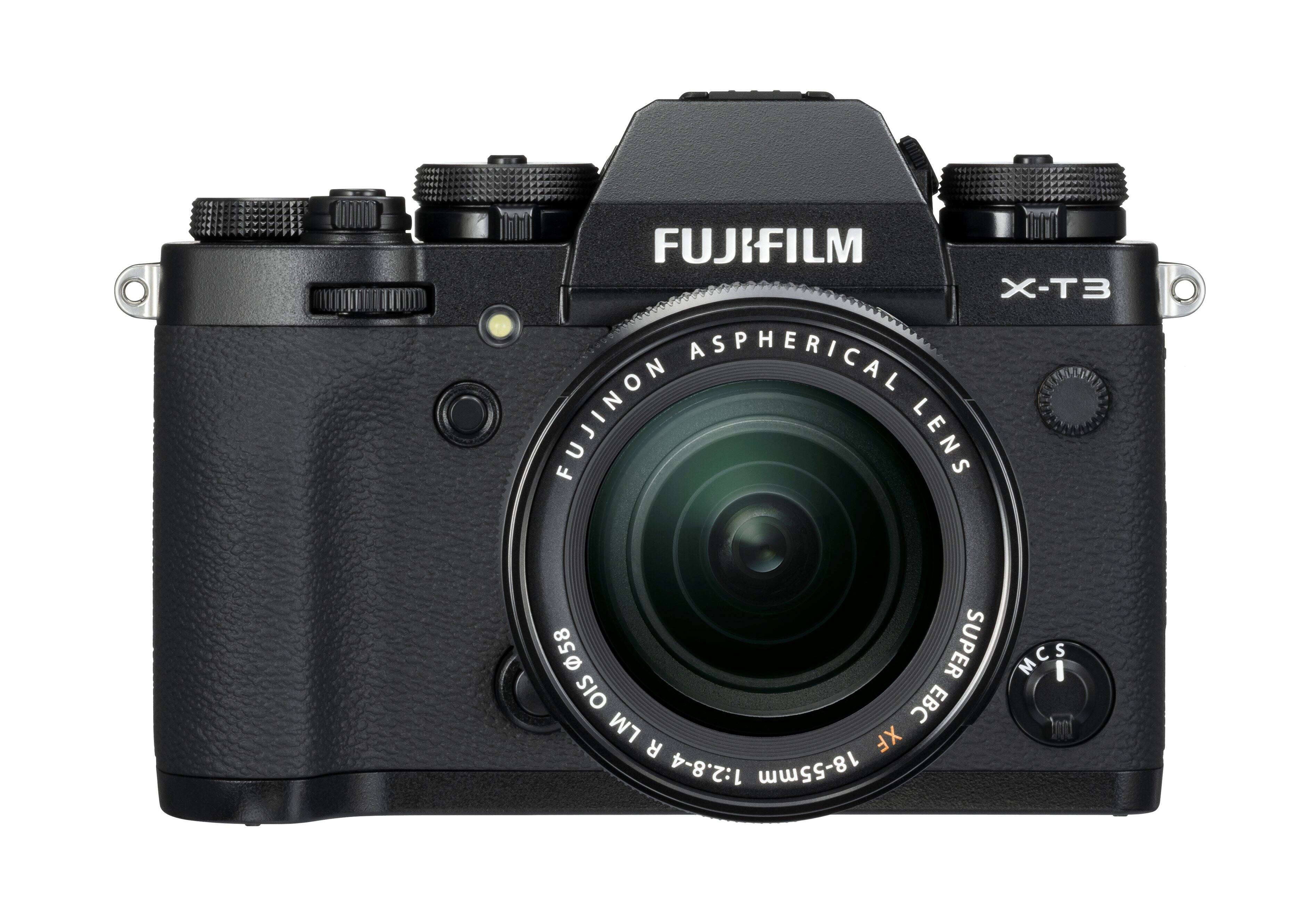 Front. Fujifilm - X-T3 WW Mirrorless Camera with XF18-55mm Lens Kit - Black.