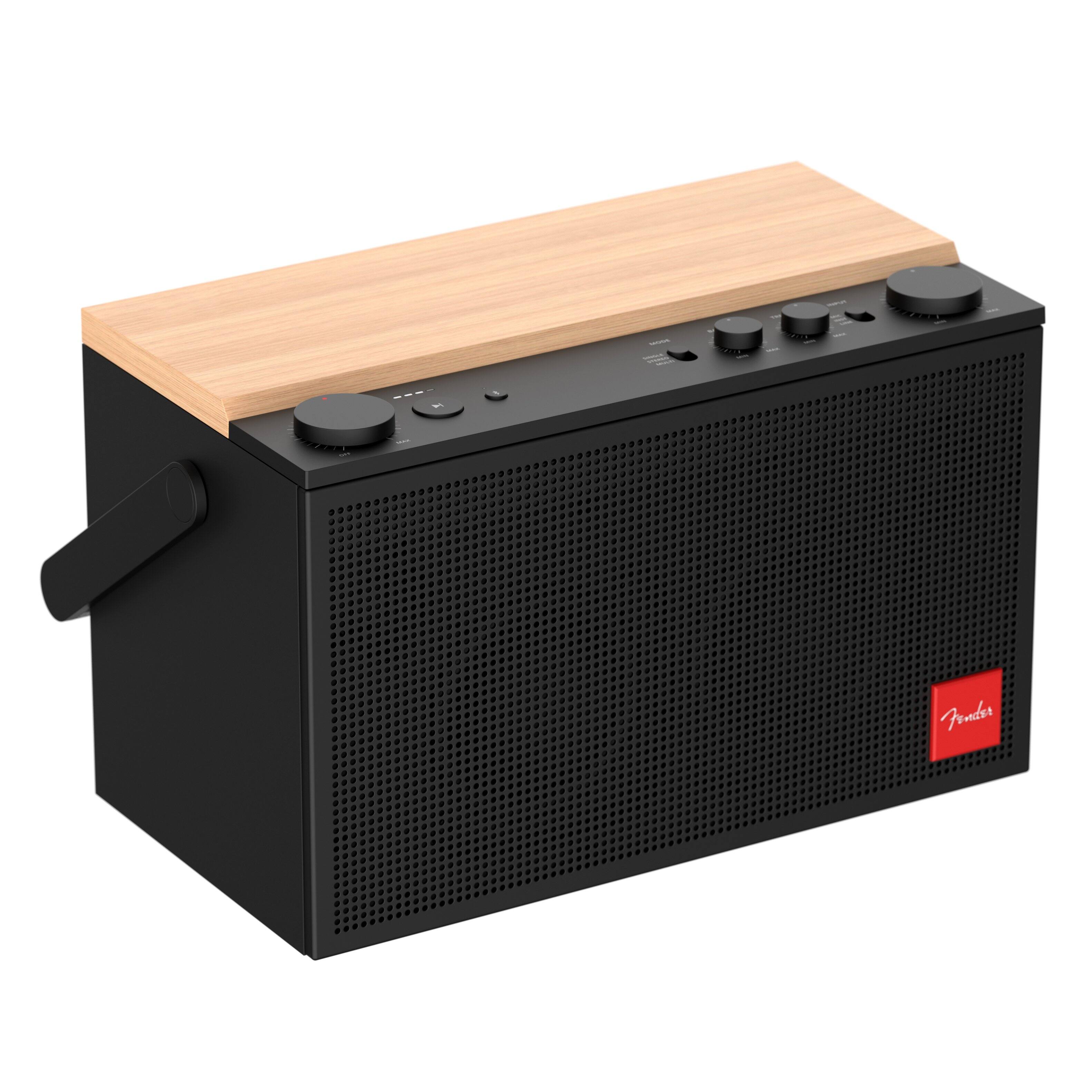 Angle. Fender - ELIE 12 Portable Wireless Bluetooth Speaker with XLR-1/4", 2 Dedicated Wireless Channels, 120W Output - Skyscraper Black.