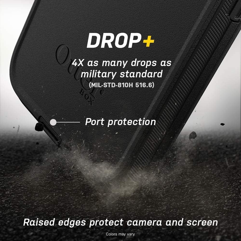 DROP+  
4X as many drops as military standard  
(MIL-STD-810H 516.6)  
Port protection  
Raised edges protect camera and screen  
Colors may vary