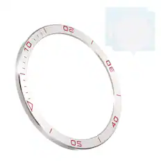 Front. Unique Bargains - 51mm Steel Watch Bezel Insert Ring Adhesive Bumper Cover for Garmin Fenix 8 Amoled Display - Silver/Red.