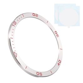 Unique Bargains - 51mm Steel Watch Bezel Insert Ring Adhesive Bumper Cover for Garmin Fenix 8 Amoled Display - Silver/Red