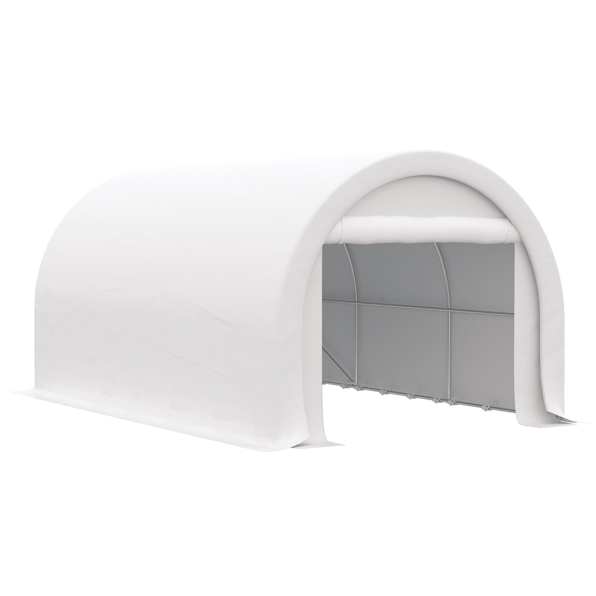 Front. Outsunny - 10' x 16' Carport, Heavy Duty Portable Garage Storage Tent with Large Zippered Door, Anti-UV PE Canopy Cover - White.