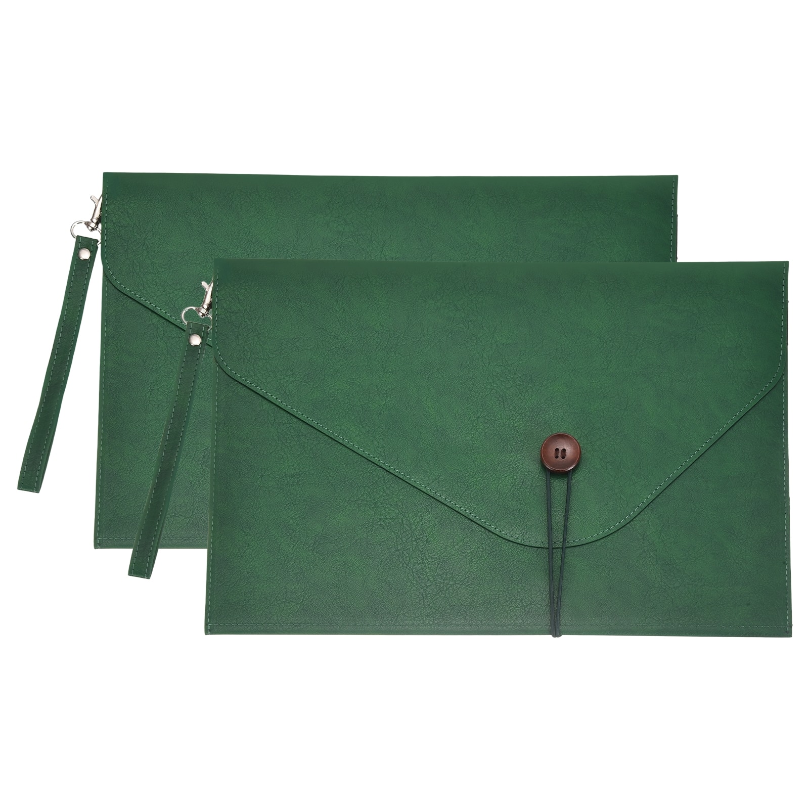 "Unique Bargains - 2pcs Leather Folder, 14x10"" Leather Document Holder PU Pouch Bag Portfolio Organizer Waterproof for Travel Men - Green" price history on PriceWatchPro