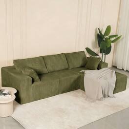 Anysun - 107.5" Modular Right Facing Cloud Combination Sofa – L-Shaped Living Room Sofa with Recliner, Modern Minimalist Design - Green