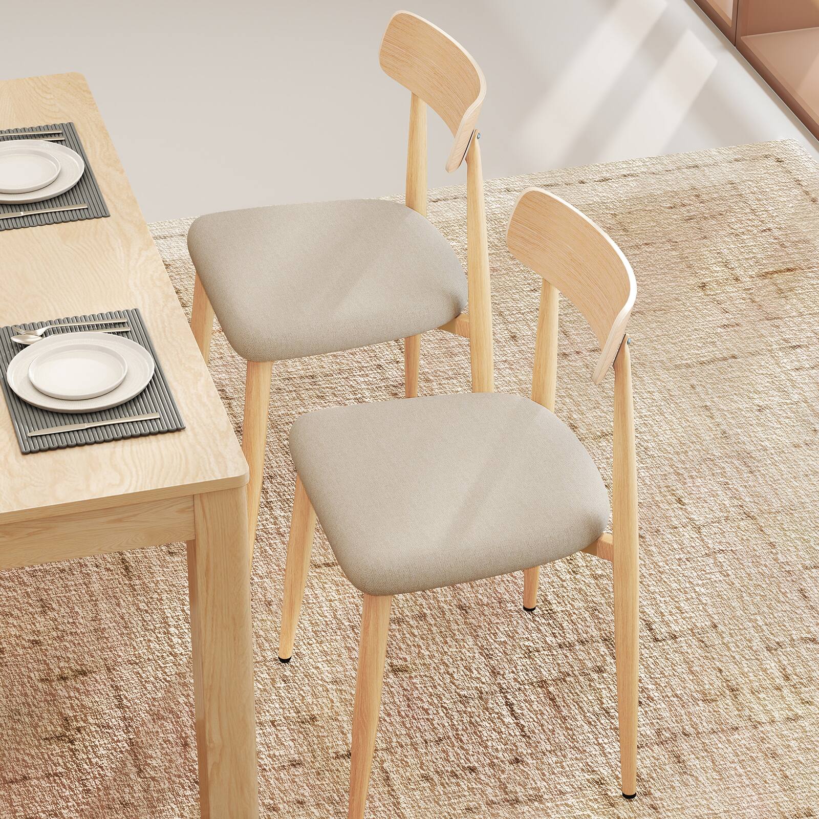 Alt View 5. Gymax - Gymax Modern Upholstered Dining Chairs Set of 4 w/Wood-Like Metal Legs Padded Seat - Grey.