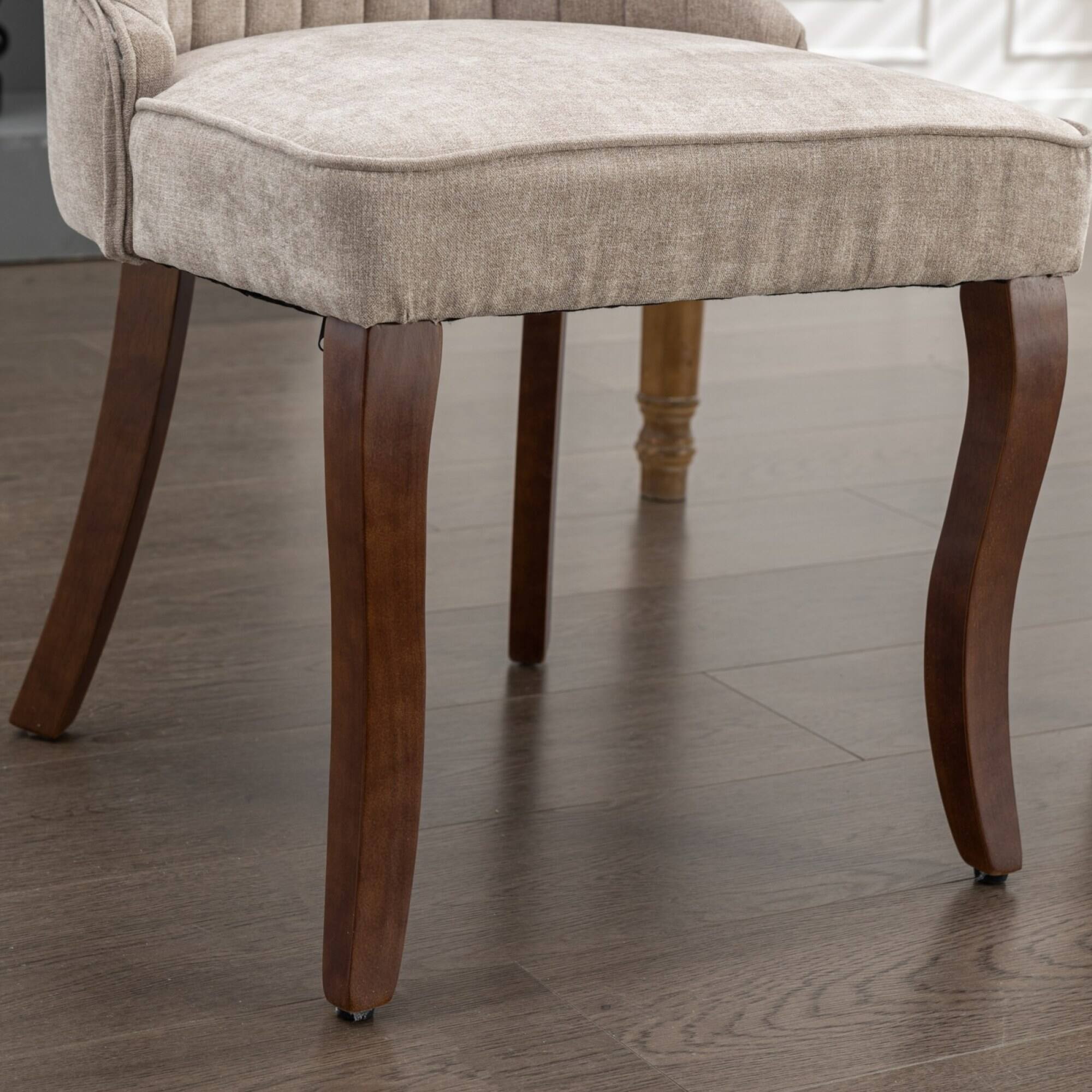 Alt View 7. GOODSILO - Elegant Upholstered Dining Chairs Set with High Backrest and Solid Wood Legs for Comfortable Seating - Beige.