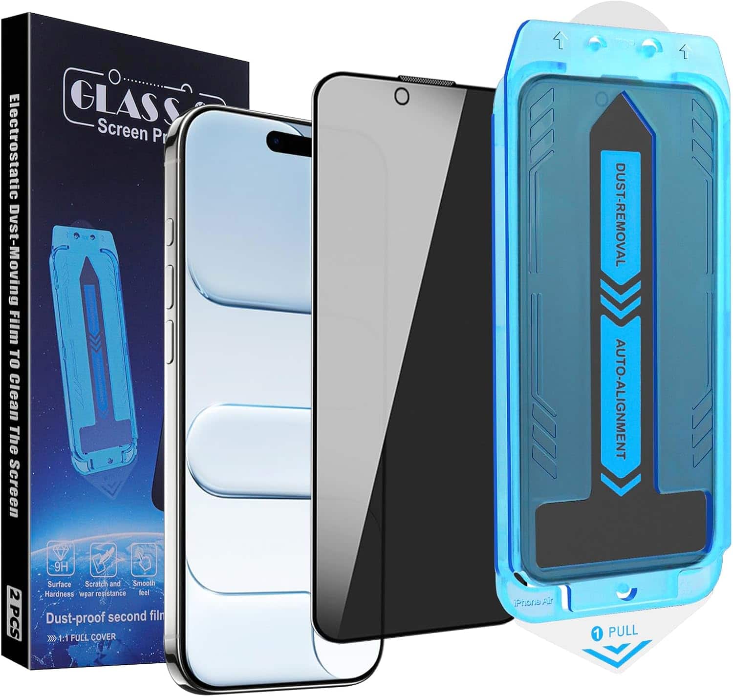 Core Tech - 2-Pack Privacy Tempered Glass Screen Protector for iPhone Air with Dust-Free Installation - Clear price history on PriceWatchPro