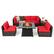 Front. Costway - 7 PCS Patio Furniture Set with 35" Propane Gas Fire Pit Table & Waterproof Cover - Red.