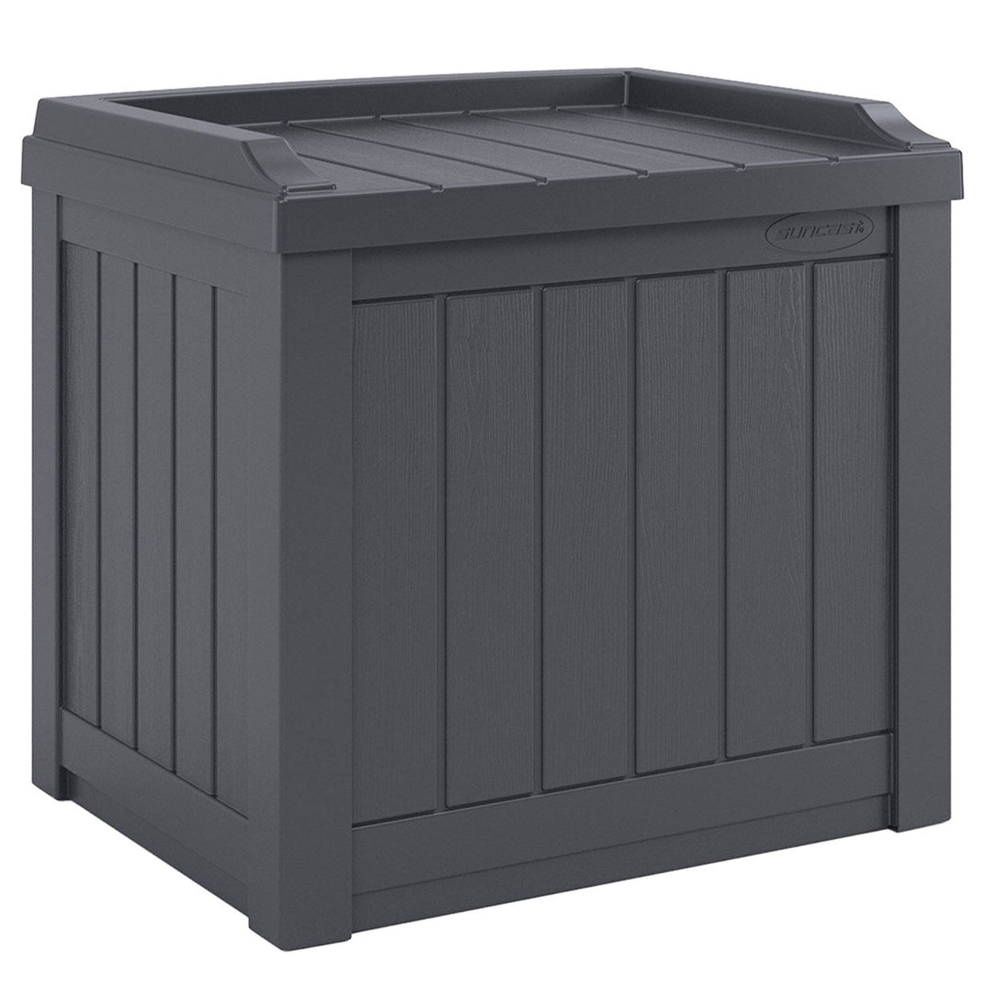 Alt View 5. Suncast - Suncast 22 Gallon Outdoor Small Deck Box & 30 Gallon Trash Waste Bin, Cyberspace - Grey.