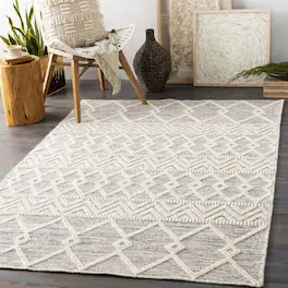 Hivvago - 3-ft. x 5-ft. Hand Woven Wool Blend Persian Style Area Rug - Grey Beige Ivory