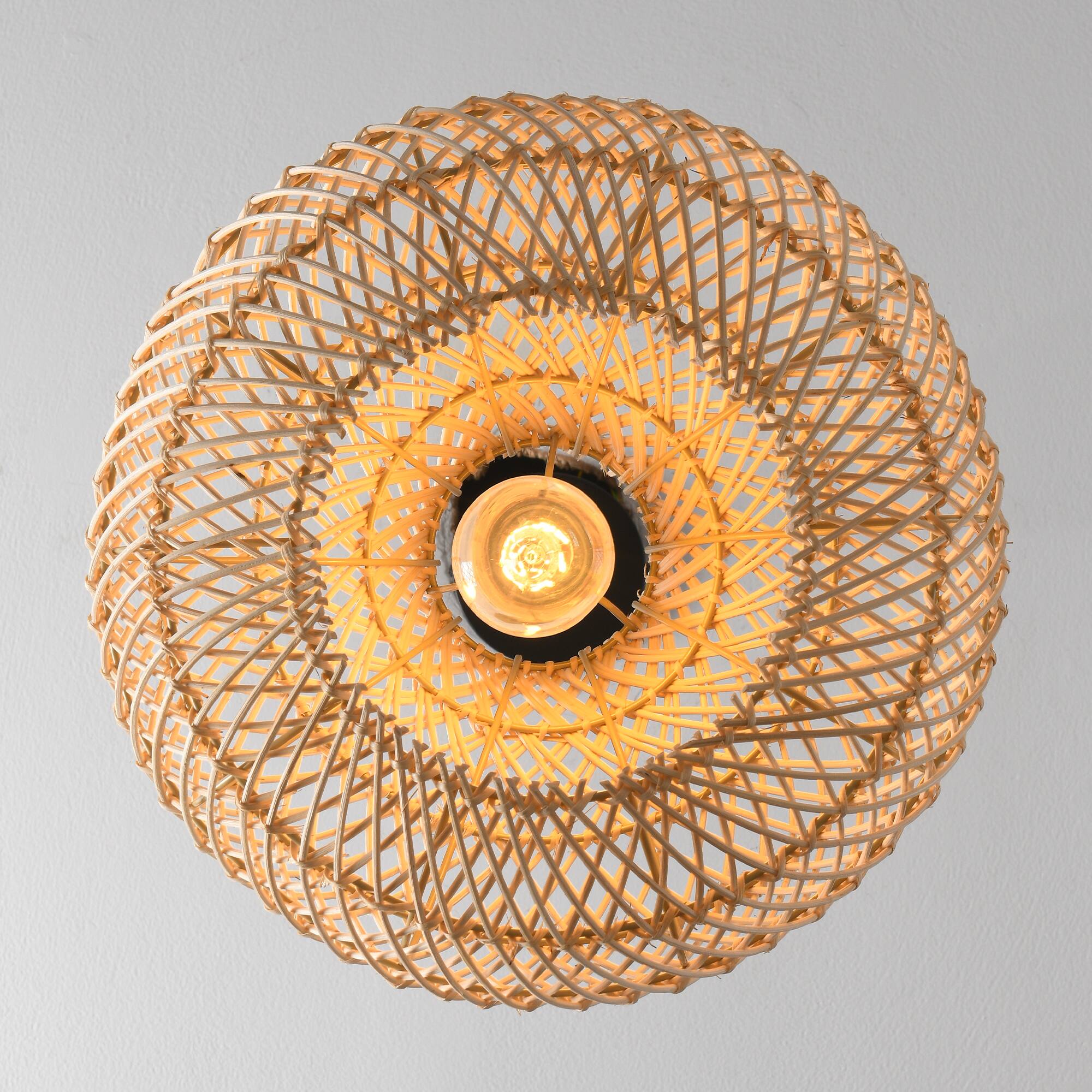 Alt View 10. Parrot Uncle - 1-Light Boho Brown Rattan Hand-Woven Cloche Hanging Basket Pendant Light - Brown.