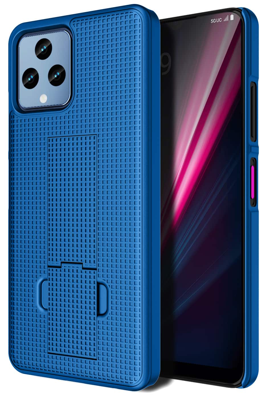 Nakedcellphone - Case for T-Mobile REVVL 6X 5G (2023) / REVVL 6 5G (2022) (Slim Cover with Kickstand) - Blue