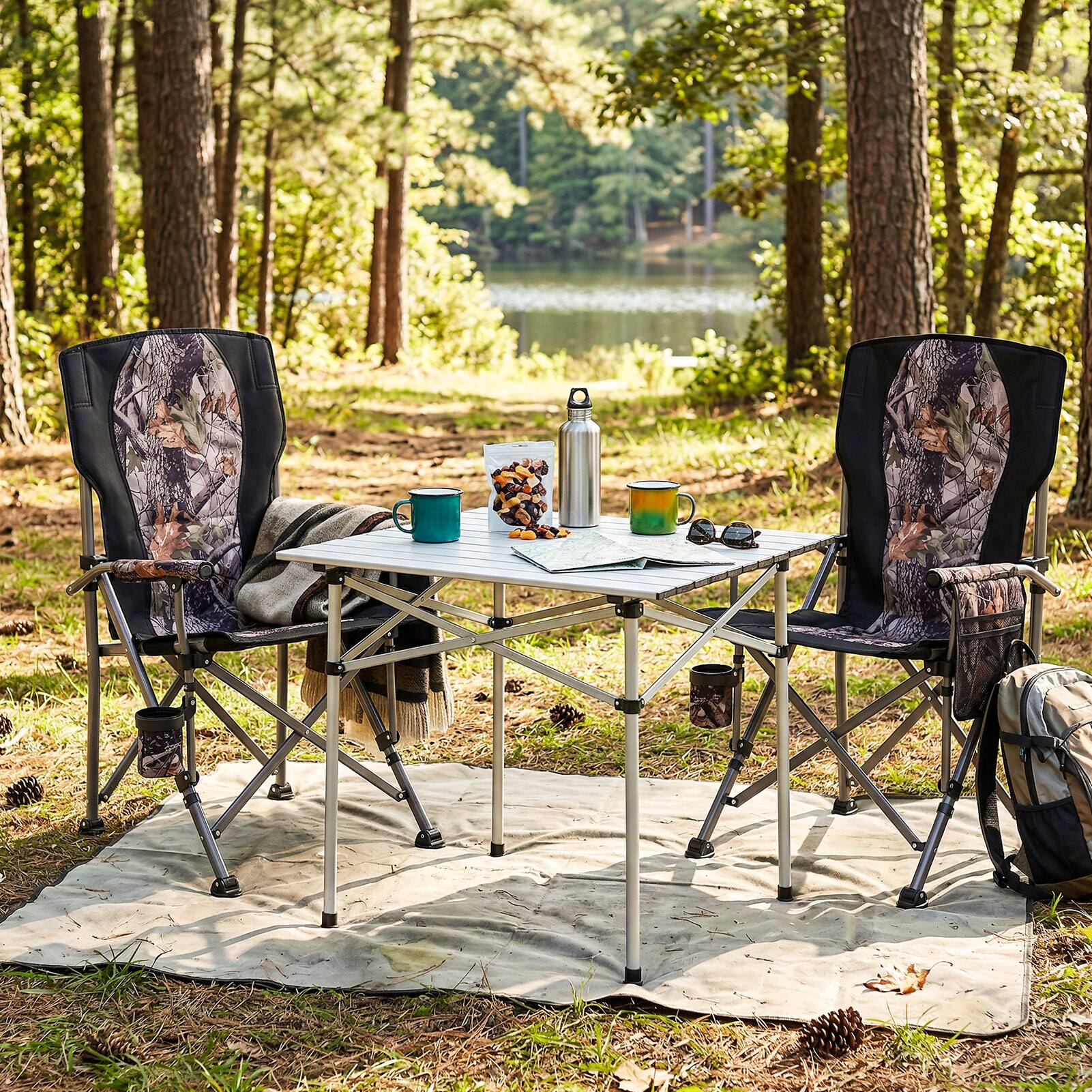 Alt View 8. Gymax - Gymax 2PCS Folding Camping Chair w/ Cup Holder & Mesh Storage Pocket Carry Bag - Black.