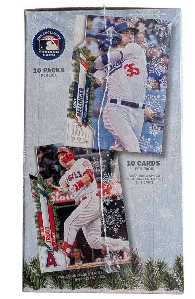 THE EXCLUSIVE  
TRADING CARD  

10 PACKS PER BOX  

CODY BELLINGER  
OF LOS ANGELES  
DODGERS  

10 CARDS PER PACK  

PACKS WITH A SPECIAL INSERT MAY CONTAIN ONLY 3-8 CARDS  

MIKE TROUT  
OF LOS ANGELES  
ANGELS  

*THE CARDS INSIDE ARE NOT NECESSARILY THE ONES PICTURED.