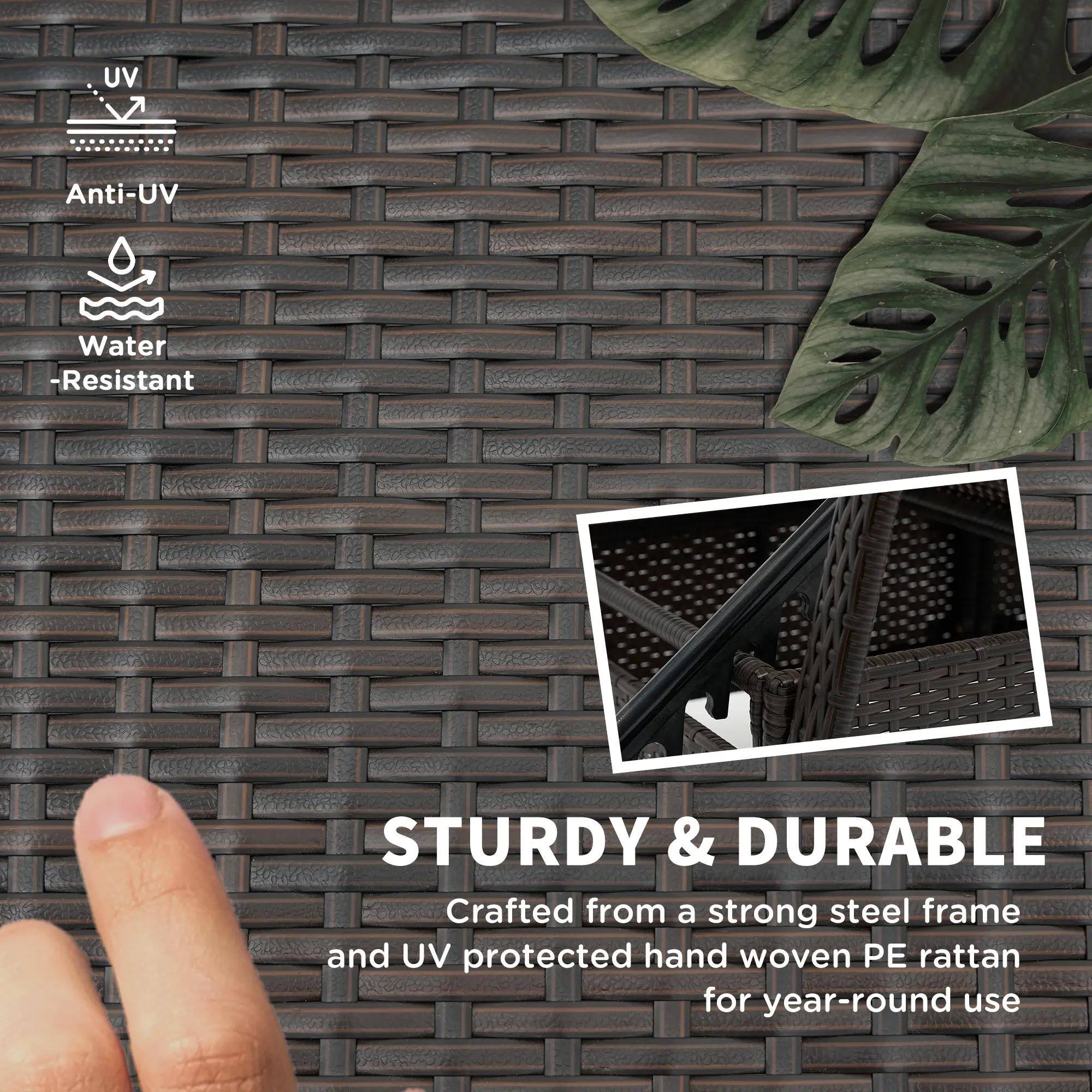UV Anti-UV Water -Resistant STURDY & DURABLE Crafted from a strong steel frame and UV protected hand woven PE rattan for year-round use