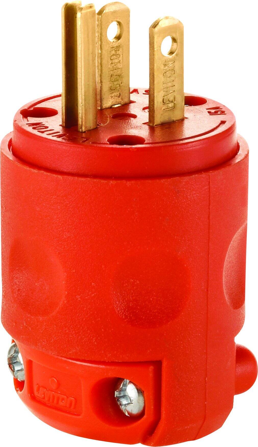 Leviton - Commercial PVC Straight Blade Plug 5-15P 18-12 AWG 2 Pole 3 Wire - Orange price history on PriceWatchPro