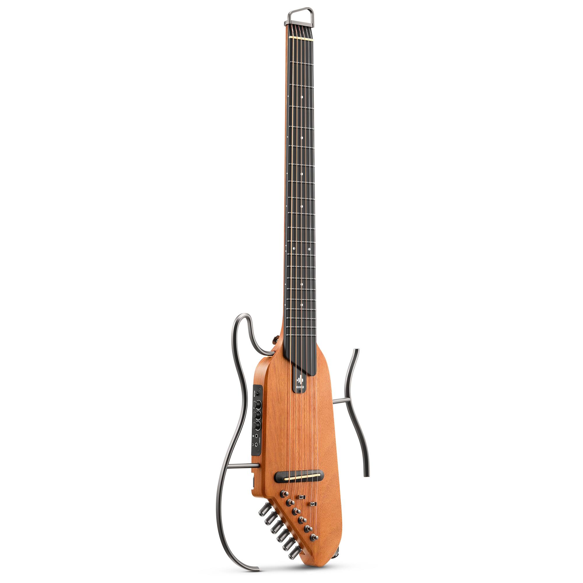 Angle. Donner music - Donner HUSH™ I Acoustic-Electric Guitar Kit for Travel Practice Mahogany Natural Color - Mahogany Natural.