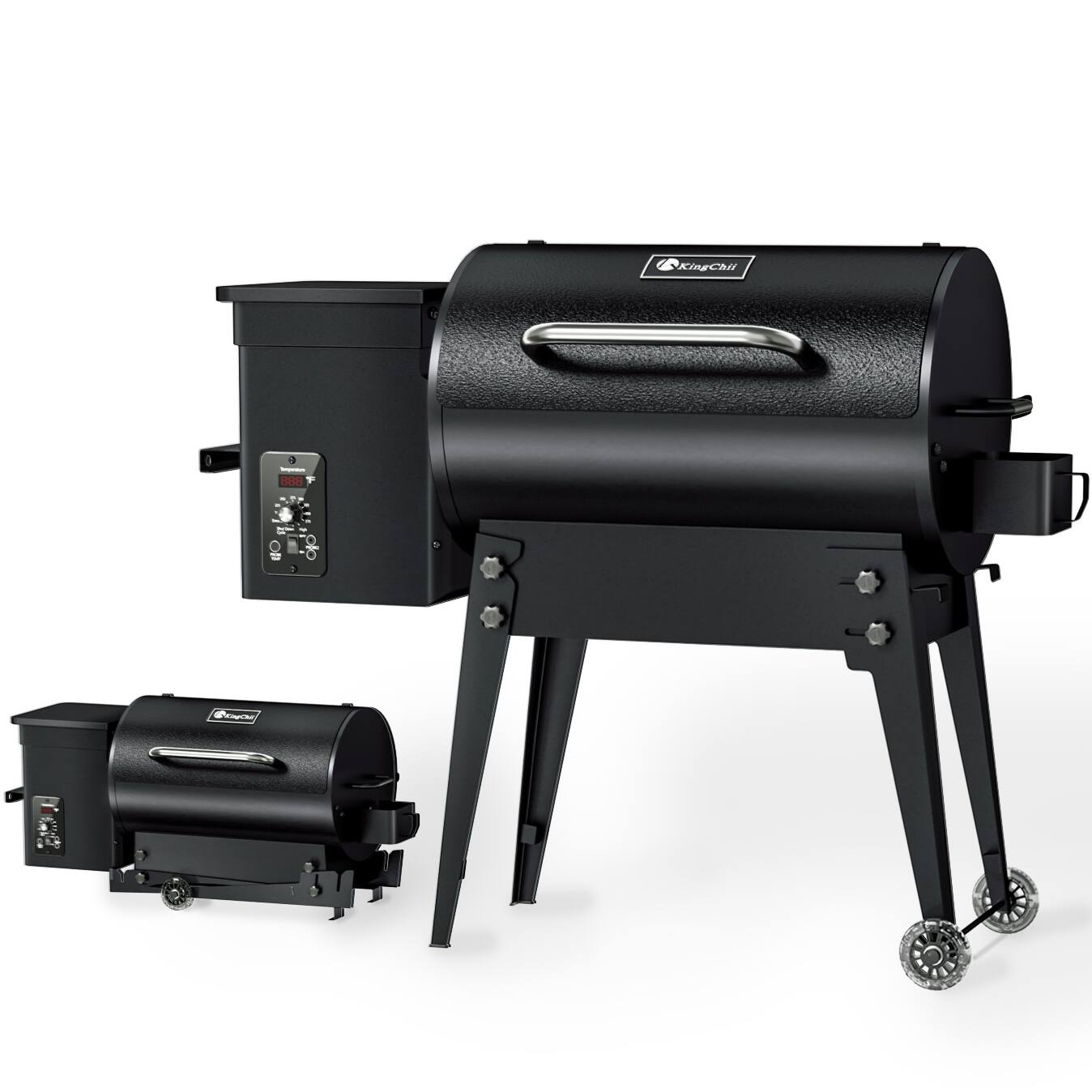 Alt View 5. KingChii - KingChii 456 SQ.IN Wood Pellet Grill Smoker with Auto Temperature Control for Outdoor RV BBQ in Black - Black.