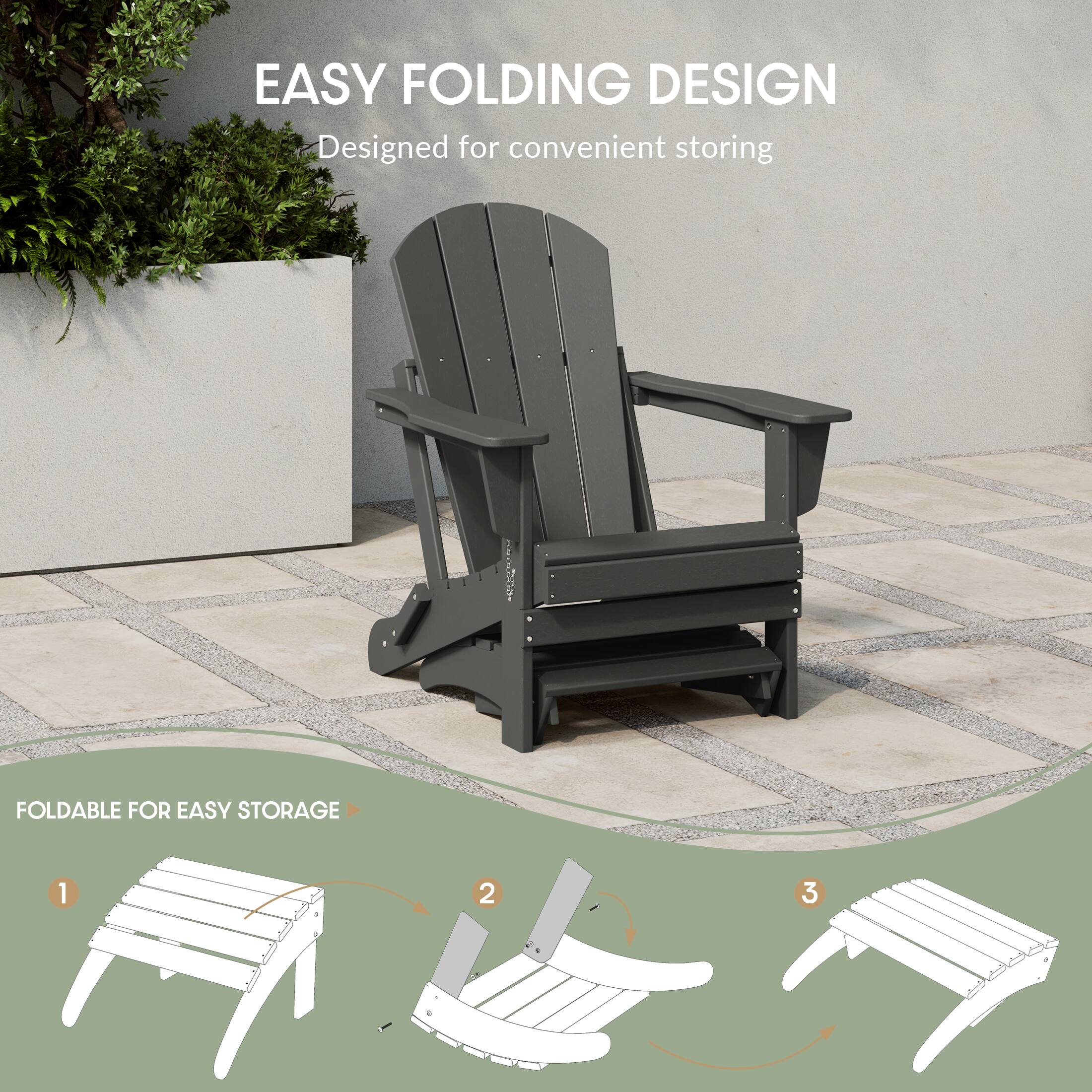 EASY FOLDING DESIGN  
Designed for convenient storing

FOLDABLE FOR EASY STORAGE

1  
2  
3