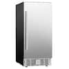 Front. SIMZLIFE - 130-Can Single Zone Beverage Fridge - 15 in. Built-in Design, Silver Stainless Steel, Auto LED Lights Included - Silver.