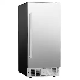 SIMZLIFE - 130-Can Single Zone Beverage Fridge - 15 in. Built-in Design, Stainless Steel, Auto LED Lights Included - Silver