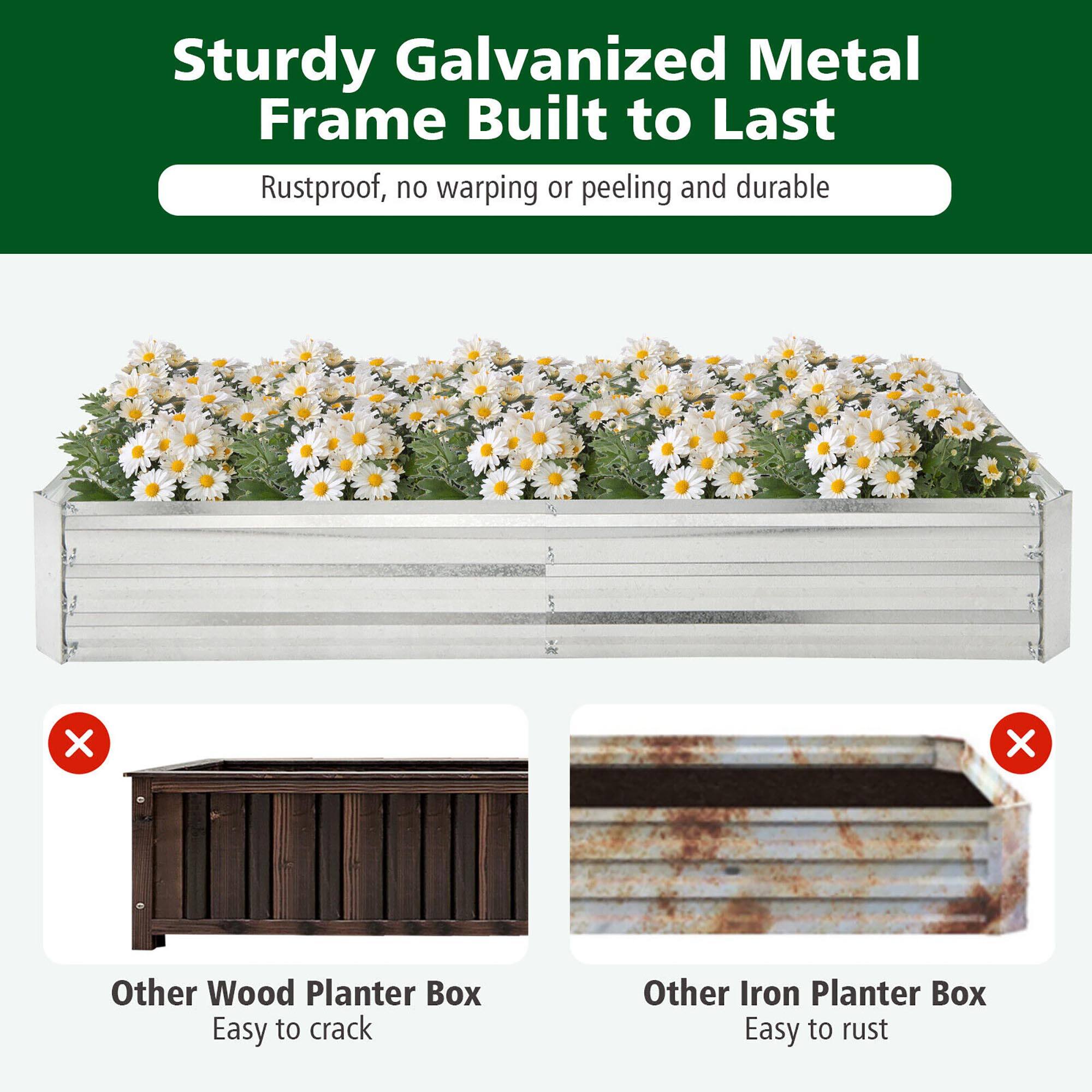 Sturdy Galvanized Metal Frame Built to Last  
Rustproof, no warping or peeling and durable  

Other Wood Planter Box  
Easy to crack  

Other Iron Planter Box  
Easy to rust