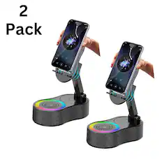 Front. Umeiluce - 2 Pack Wireless Cell Phone Speaker Audio Bluetooth Colorful Ambient Light 300° Foldable Gift Spearker - Black.