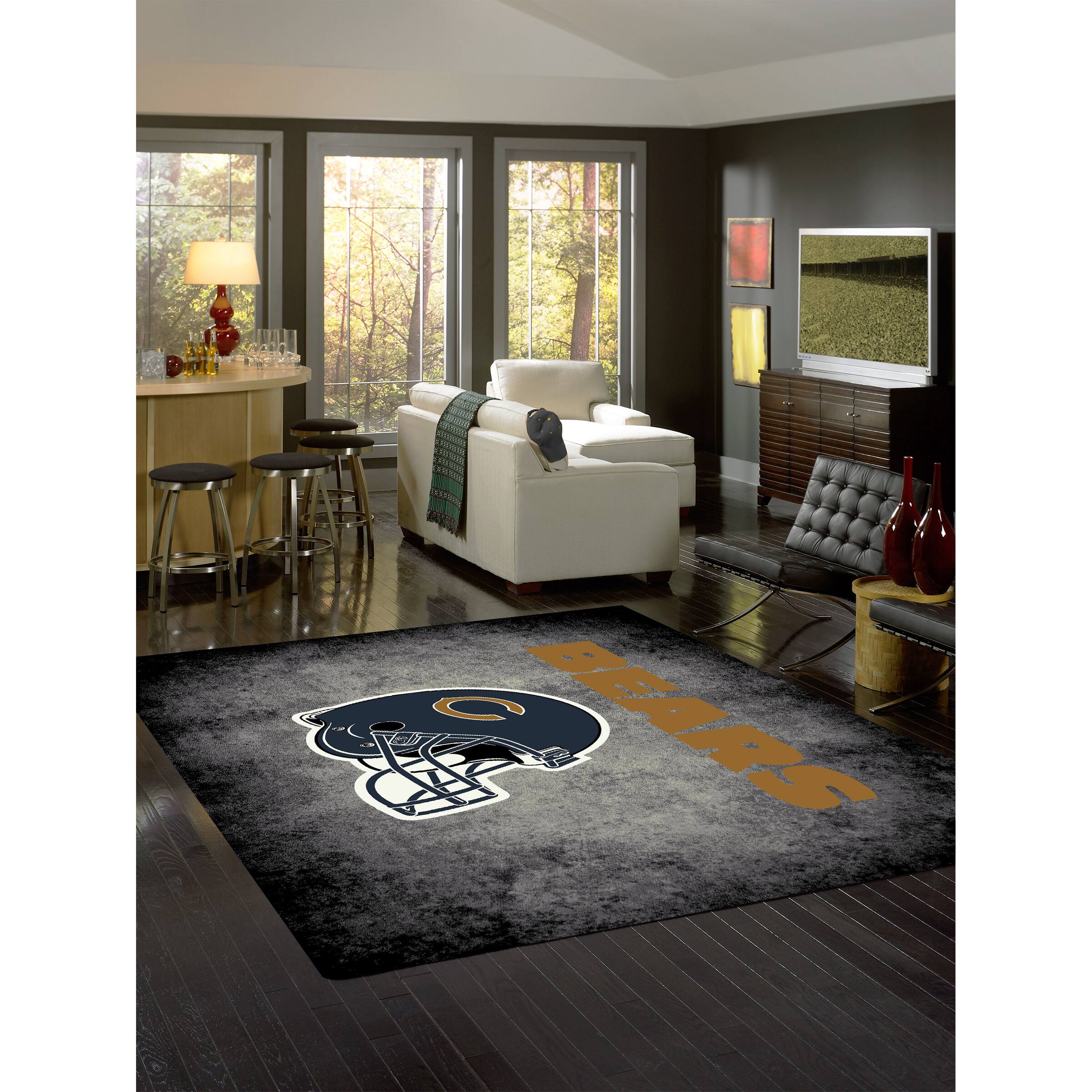 Alt View 1. Imperial - Chicago Bears 3'10" x 5'4" Distressed Rug - Black.
