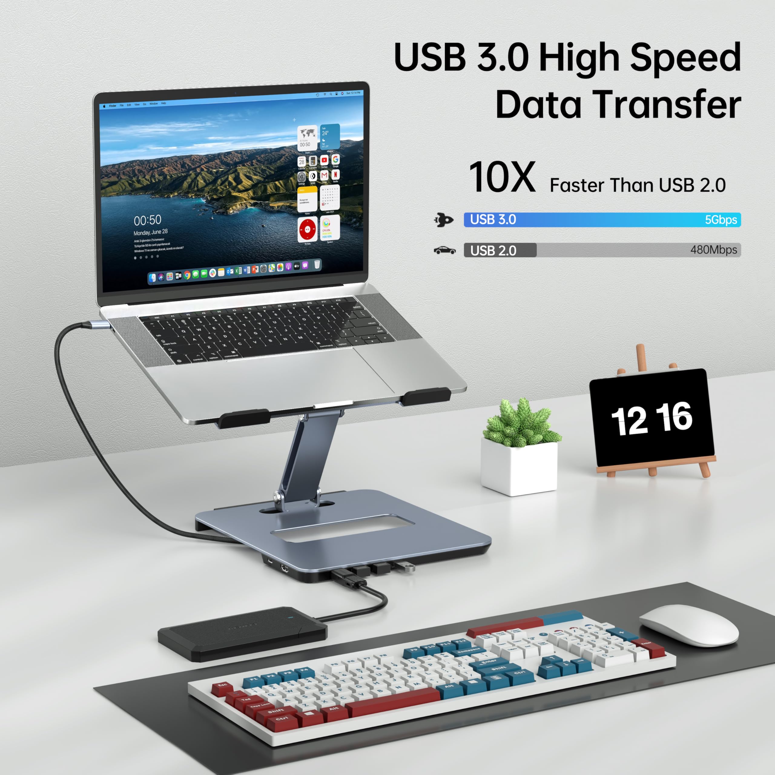 00:50 mins

USB 3.0 High Speed Data Transfer
10X Faster Than USB 2.0

USB 3.0: 5Gbps
USB 2.0: 480Mbps

12 16