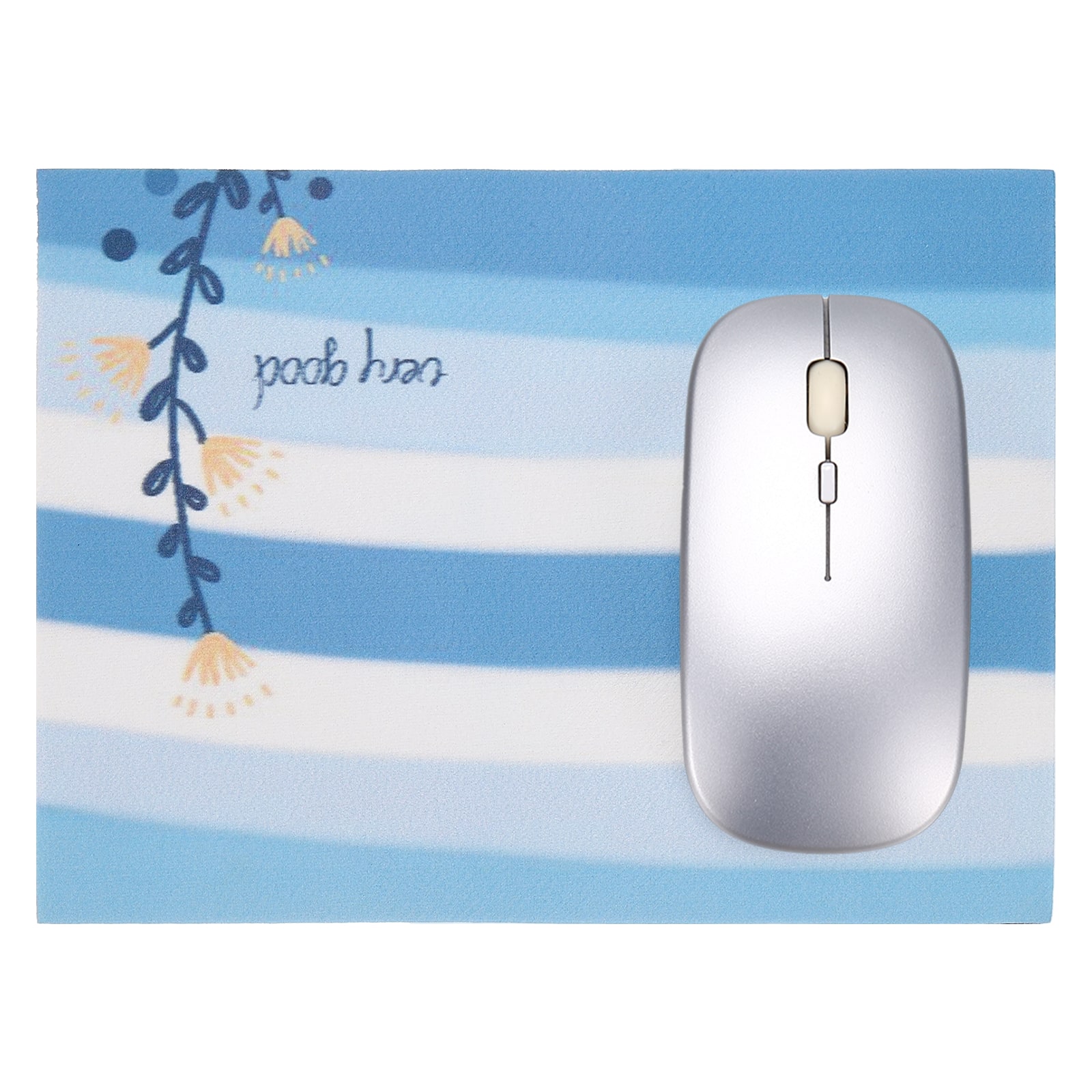 Unique Bargains - Square Mouse Pad 10.2 x 7.7" Non-Slip Rubber Oil Painting Desk Mat for Office Laptop Home Computer Accessories - Blue Flower