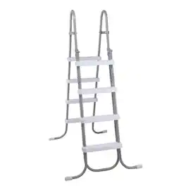 Winado - 4-Step Swimming Pool Safety Ladder Steel Frame 300lbs Capacity for Outdoor Above Ground Pools, Double-Sided Pool Stairs - Gray Frame & White Pedals