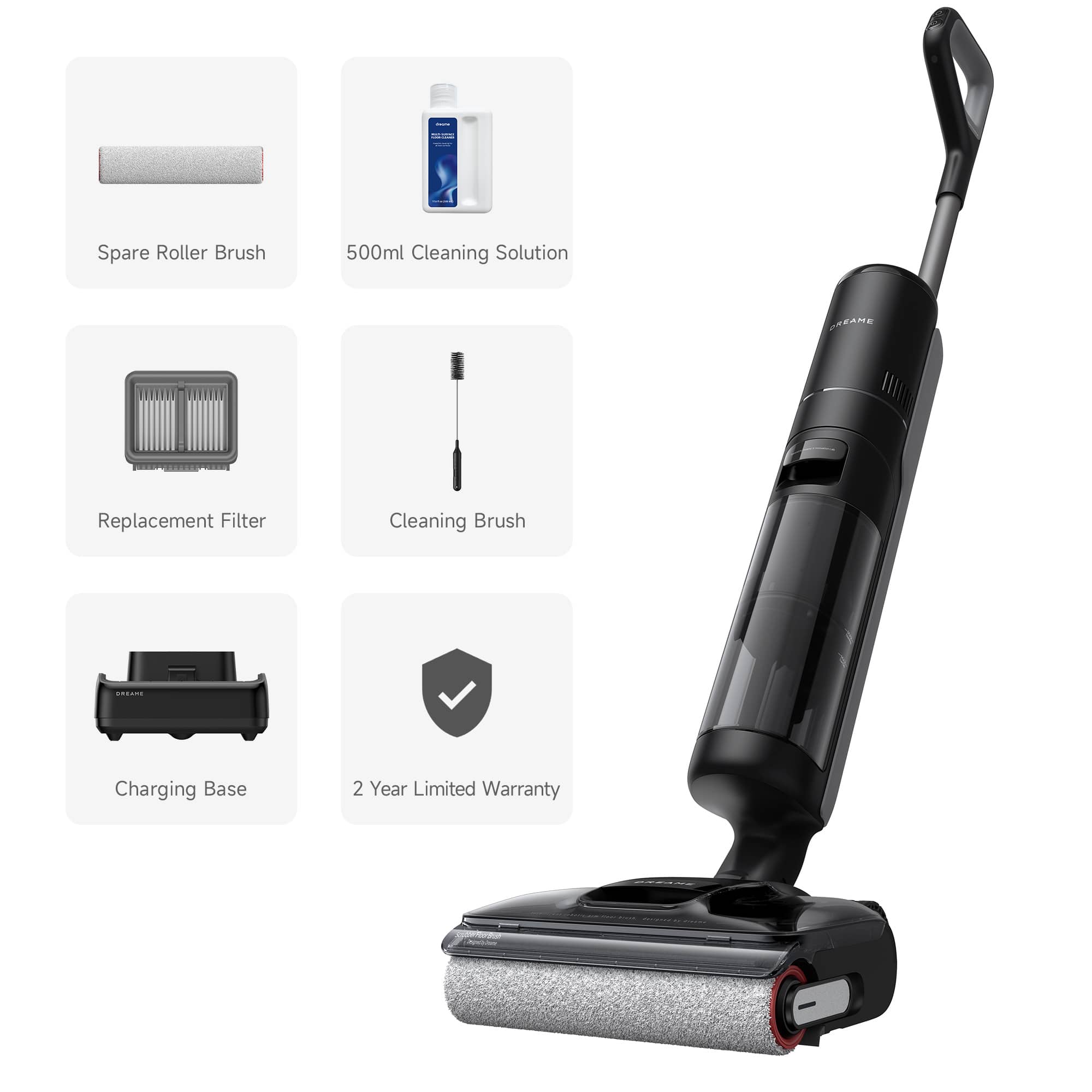 Dreame - H12 Pro FlexReach Wet Dry Vacuum Cleaner, 0 Tangle Cordless Vacuum Mop All-in-One for Hard Floors - Black
