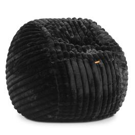 Jaxx - Saxx 4ft - Large Round Bean Bag for Adults - Made in the USA - Luxuriously Soft Plush Faux Fur, Black - Faux Fur Black