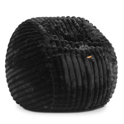 Front. Jaxx - Jaxx Saxx 4ft - Large Round Bean Bag for Adults - Made in the USA - Luxuriously Soft Plush Faux Fur, Black - Faux Fur Black.