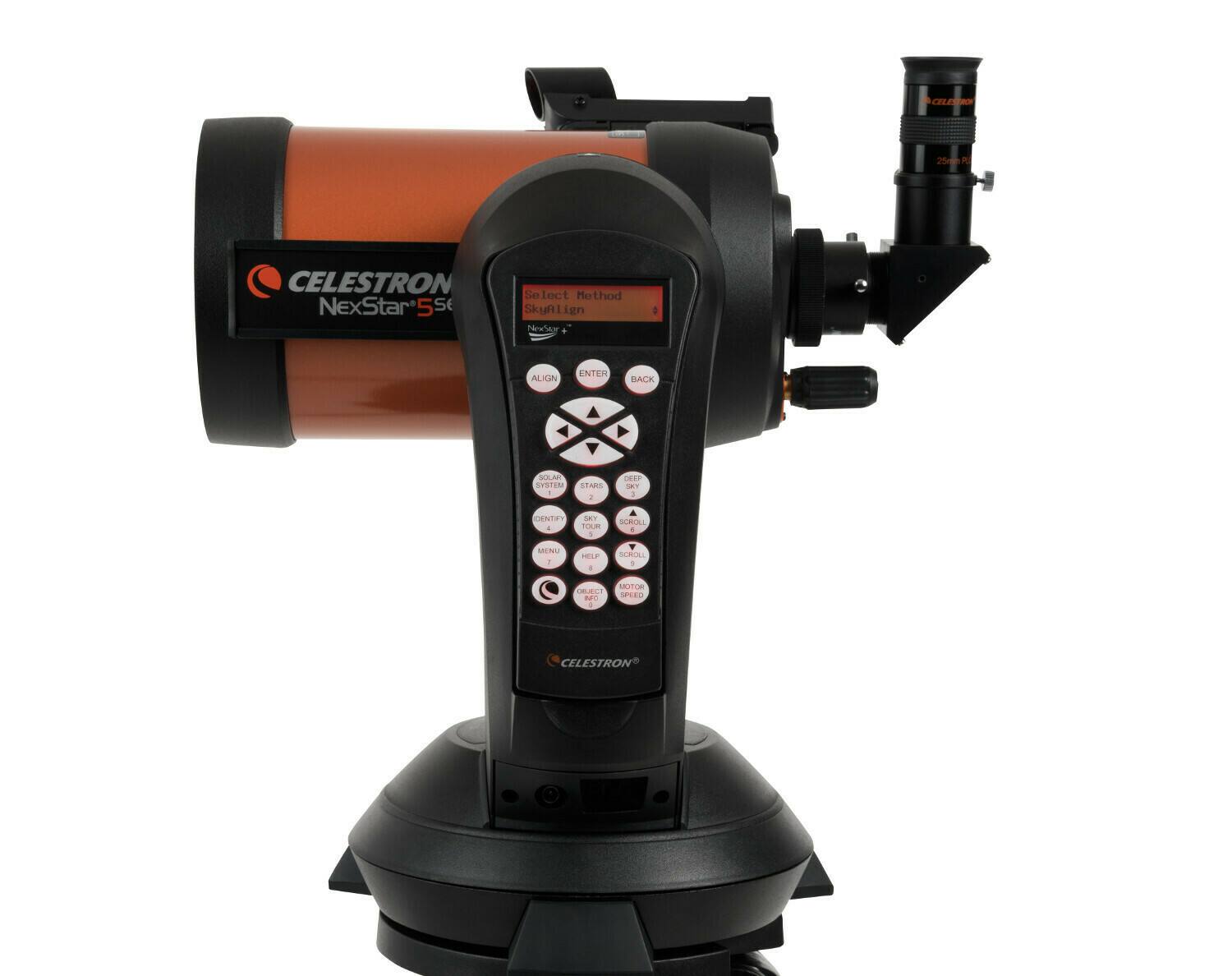 CELESTRON  
NexStar 5S

Select Method  
SkyAlign

ALIGN ENTER BACK

SOLAR  
STAR  
DEEP  
SKY  
TOUR  
MENU  
HELP  
SCROLL  
OBJECT INFO  
MOTOR SPEED

CELESTRON
