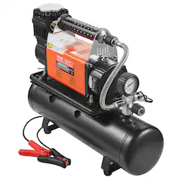 VEVOR - 12V Heavy Duty Air Compressor with 6L Tank Kit, 6.35 CFM Portable Tire Inflator, 150PSI Offroad Air Compressor - Black; Orange